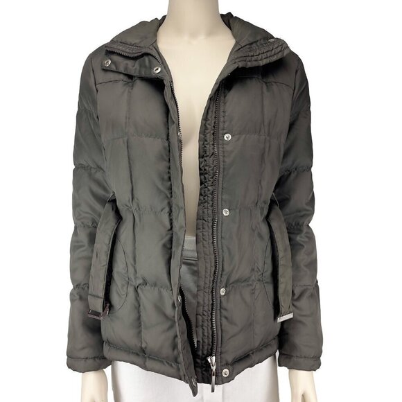 ESPRIT COLLECTION Quilted Down Feather Winter Puffer Belted‎ Green Coat Size 4 - Picture 3 of 12